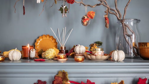 autumnal themed decorations displayed